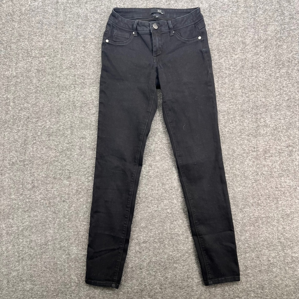1822 Denim Womens Skinny Jeans Black Mid Rise Stretch Denim Size 26‎